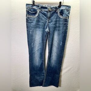 Hydraulic Bootcut Jeans Womens 13/14 Wide Stitch Embroidered Blue Denim 2226